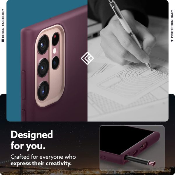 61ZCftGO-kL._AC_SL1080_ Galaxy S22 Ultra NanoPop Dual tone Liquid Silicone Case by Caseology - Burgundy Bean - ACS04538 - Image 6