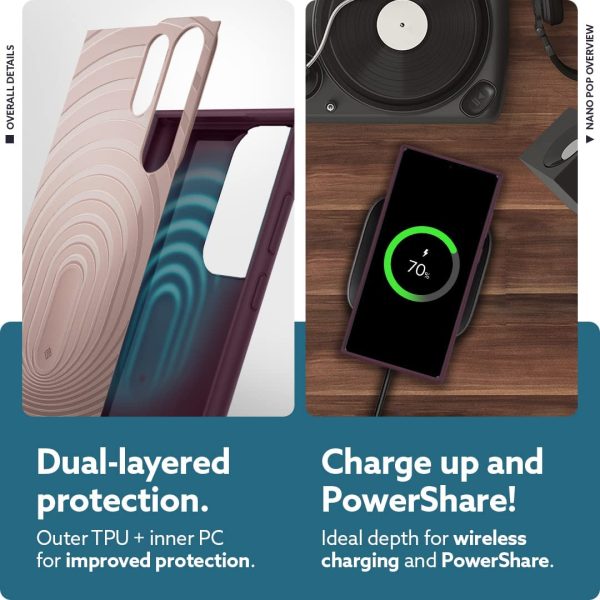 61aPMrXAlZL._AC_SL1080_ Galaxy S22 Ultra NanoPop Dual tone Liquid Silicone Case by Caseology - Burgundy Bean - ACS04538 - Image 3