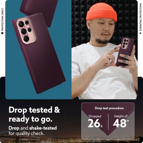 61aeLUbO0bL._AC_SL1080_ Galaxy S22 Ultra NanoPop Dual tone Liquid Silicone Case by Caseology - Burgundy Bean - ACS04538 - Image 2