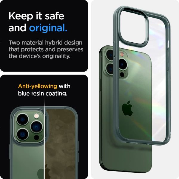 61n93lo8GfL._AC_SL1200_ Apple iPhone 13 Pro Max Ultra Hybrid TPU + PC Case by Spigen - ACS04558 - Midnight Green - Image 8