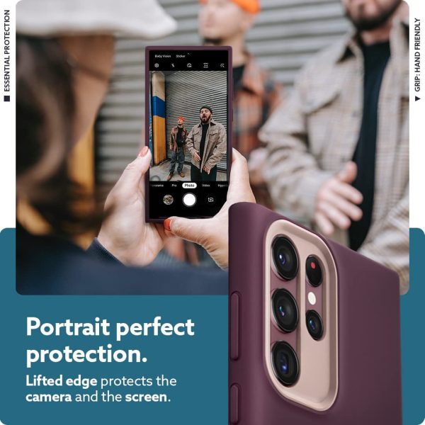 61p5sBMSBZL._AC_SL1080_ Galaxy S22 Ultra NanoPop Dual tone Liquid Silicone Case by Caseology - Burgundy Bean - ACS04538 - Image 5