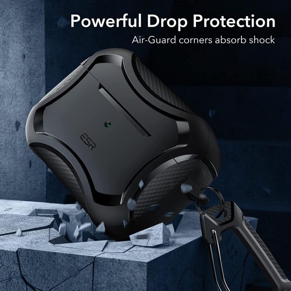 7112a7HLxmL._AC_SL1500_ AirPods Pro 2022 / 2019 Case Cyber Armor Tough Case Magsafe compatible Magnetically Locking Lid by ESR -  Black - Image 2