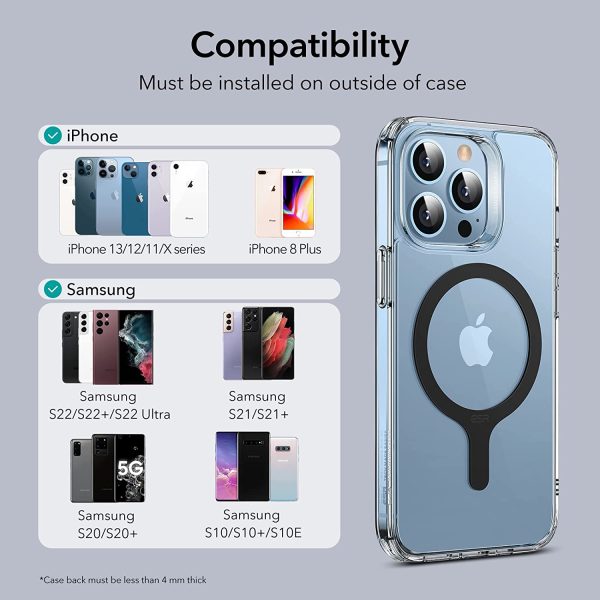 Universal Ring 360 by ESR make every case a Magsafe Enabled Case for Android & iPhone - 2 PACK - Black - Image 9