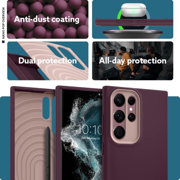 71E6NOiVxWL._AC_SL1080_ Galaxy S22 Ultra NanoPop Dual tone Liquid Silicone Case by Caseology - Burgundy Bean - ACS04538 - Image 7