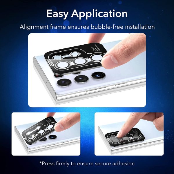 Galaxy S22 Ultra Camera Lens Protector , Scratch-Resistant Ultra-Thin Tempered Glass with Aluminum Edge - Set of 5 - Silver - Image 3