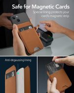 Magsafe Wallet & Stand by ESR made from Vegan Leather by ESR - Tan Brown Suede - Image 4
