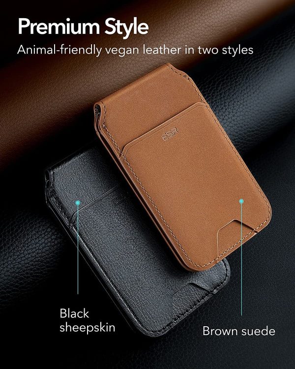 81ATAEGkH3L._AC_SL1500_ Magsafe Wallet & Stand by ESR made from Vegan Leather by ESR - Black Sheepskin Leather - Image 6