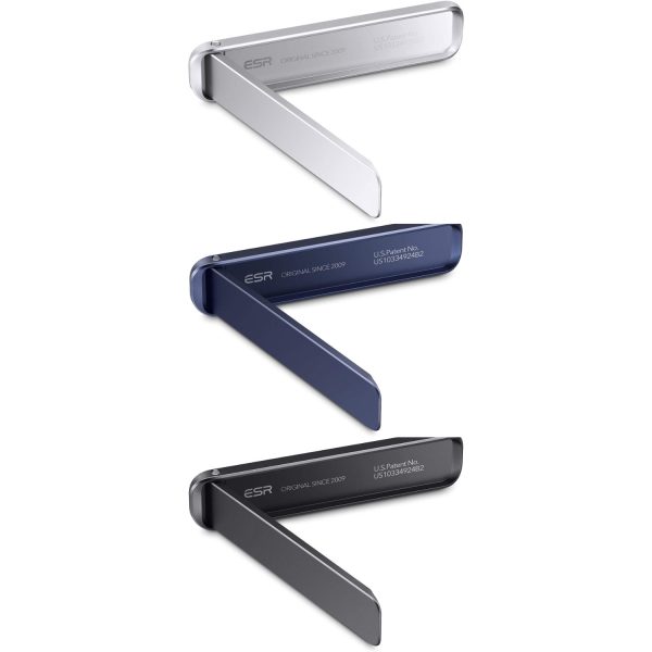boost kickstand silver ESR Boost Phone Kickstand, Vertical and Horizontal Stand with Adjustable Angle upto 60 Degree - Black / Silver / Blue - Image 1