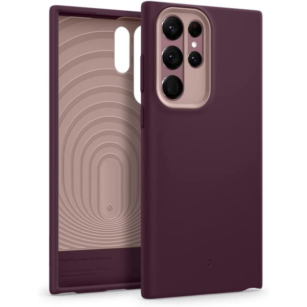 galaxy s22 ultra nanopop burgundy bean caseology Galaxy S22 Ultra NanoPop Dual tone Liquid Silicone Case by Caseology - Burgundy Bean - ACS04538 - Image 1