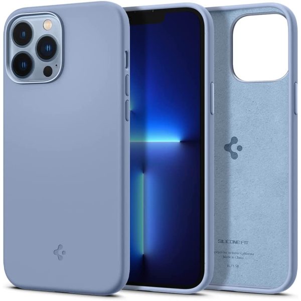 iphone 13 pro max sierra blue silicon case spigen