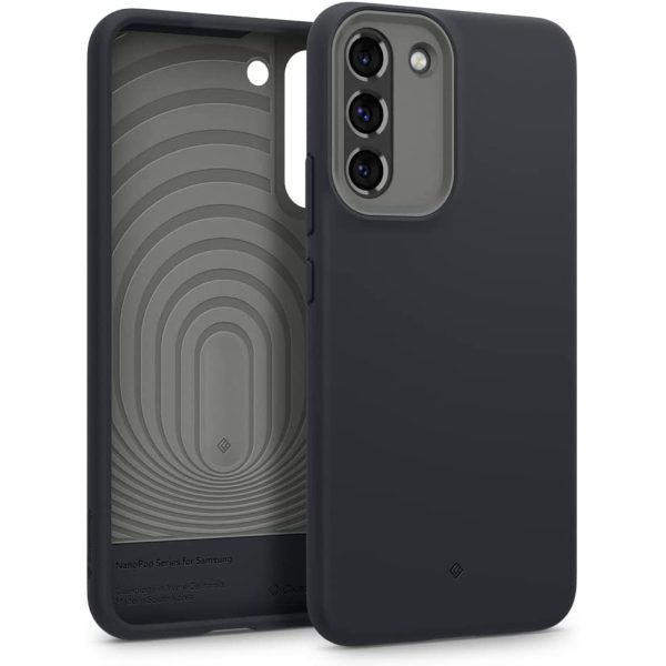 s22 plus nanopop caseology black sesame Galaxy S22 Plus NanoPop Dual tone Liquid Silicone Case by Caseology - Black Sesame - ACS03971 - Image 1