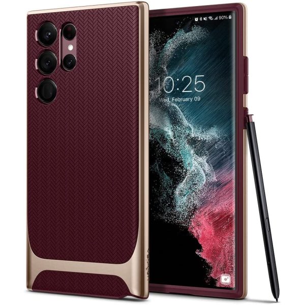 s22 ultra neo hybrid burgundy spigen Galaxy S22 Ultra Neo Hybrid Case by Spigen - ACS04382 - Burgundy - Image 1