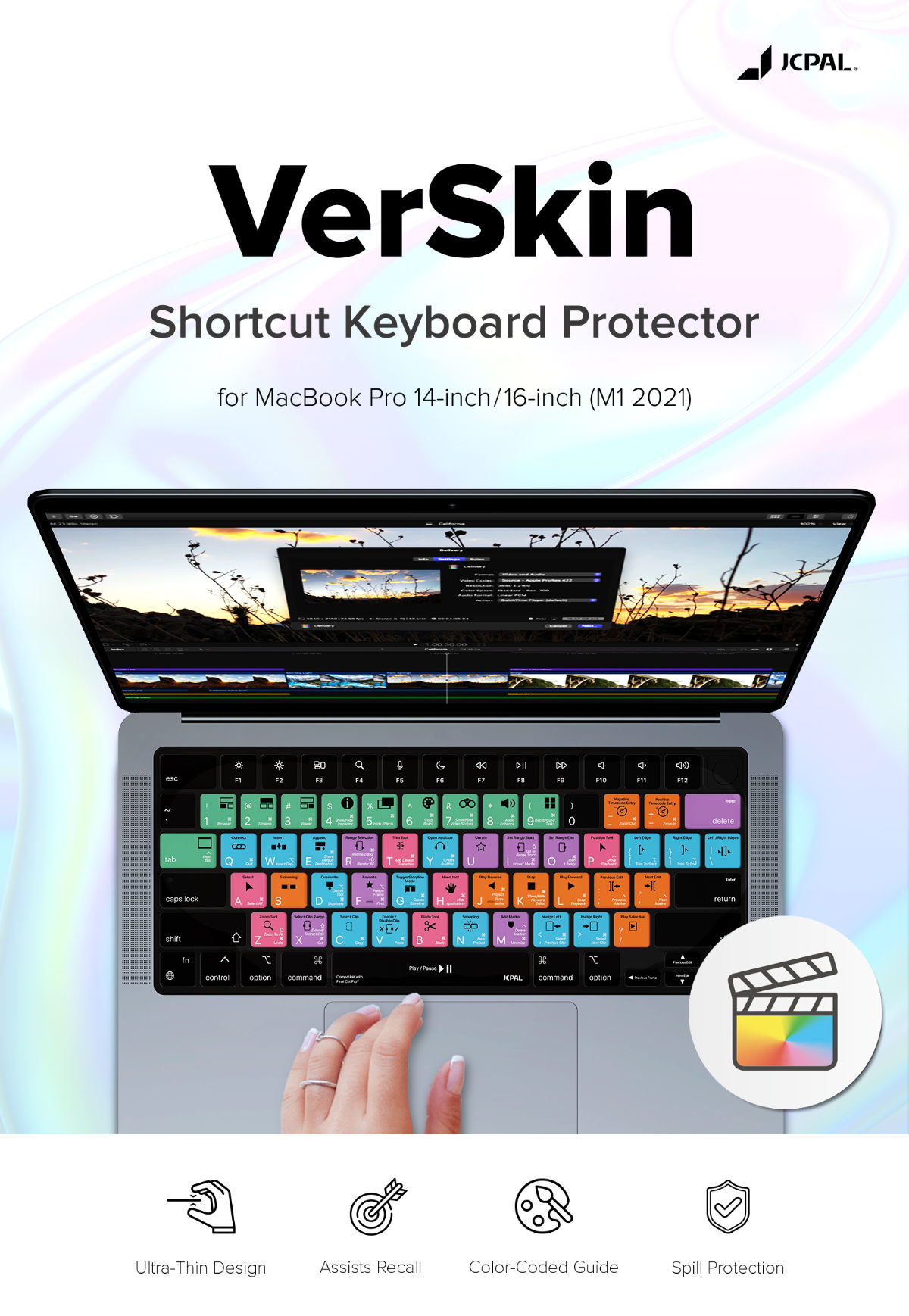 verskin jcpal macbook 14 macbook 16 final cut pro keyboard protector shortcut 1