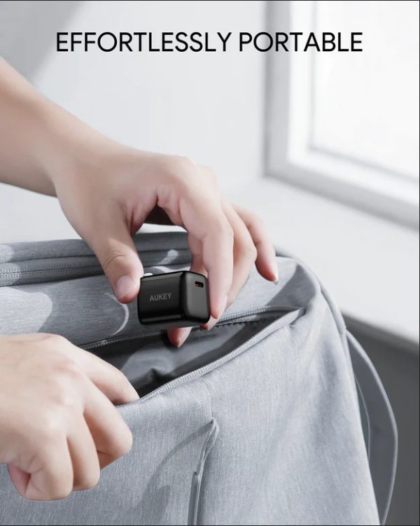 pa-b1 pro 1 Aukey 20W Foldable Plug Ultra Compact Charger for iPhone 12, 12 Pro, 12 Pro Max & other PD Enabled Devices - PA-B1 Pro - Black - Image 4