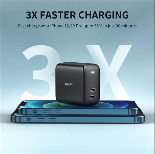 pa r2s 1 Aukey Swift Duo PD40W 2 Port PD Wall Charger - PA-R2S - Black - Image 5