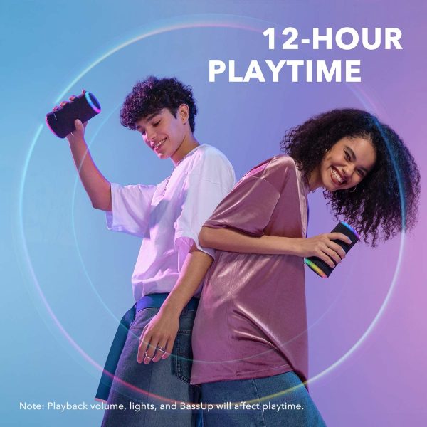 Anker Soundcore Flare 2 Bluetooth Speaker, with IPX7 Waterproof Protection and 360° Sound for Backyard and Beach Party, 20W Wireless Speaker with PartyCast, EQ Adjustment, and 12-Hour Playtime, Black - A3165H11 - Image 6