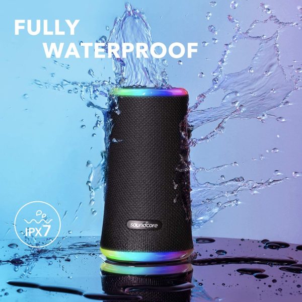 Anker Soundcore Flare 2 Bluetooth Speaker, with IPX7 Waterproof Protection and 360° Sound for Backyard and Beach Party, 20W Wireless Speaker with PartyCast, EQ Adjustment, and 12-Hour Playtime, Black - A3165H11 - Image 2