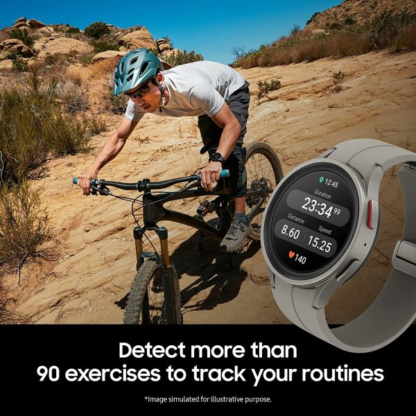 81l1vt0uDDL._AC_SL1500_ Galaxy Watch 5 Pro 45mm Bluetooth Smartwatch w/Body, Health, Fitness and Sleep Tracker, Improved Battery, Sapphire Crystal Glass, Enhanced GPS Tracking - Gray Titanium - Image 4