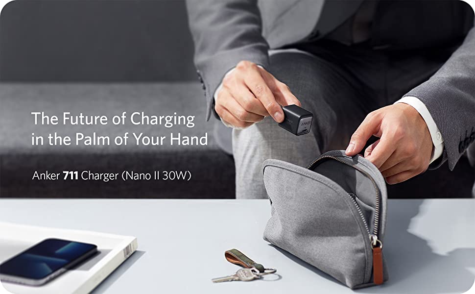 Anker Nano II 30W USB C Charger,711 Charger GaN II Tech Fast Charging,Black