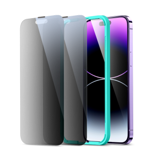 Apple iPhone 14 Pro Max Privacy Screen Shield Glass Protector with Easy Installation Frame by ESR - 2 PACK - Image 2