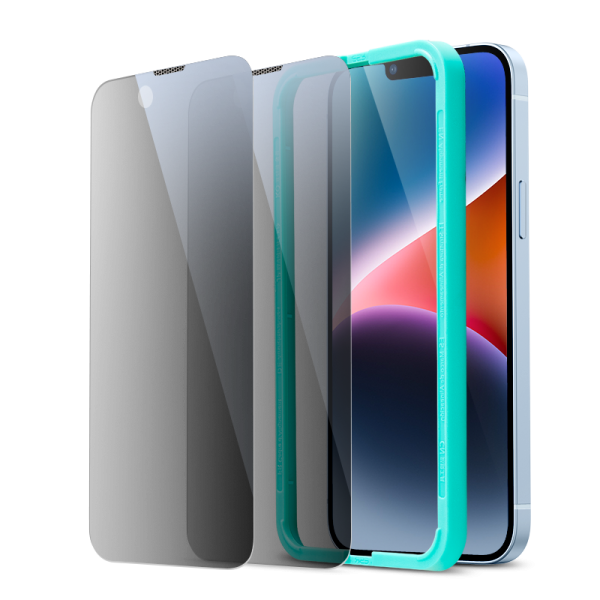 Apple iPhone 14 Plus / iPhone 13 Pro Max Privacy Screen Shield Glass Protector with Easy Installation Frame by ESR - 2 PACK - Image 2