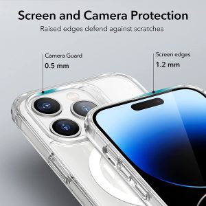 Apple iPhone 14 Pro Classic Hybrid Magnetic Case with HaloLock MagSafe enabled, Shockproof Military-Grade Protection, Scratch-Resistant Back - Clear - Image 7