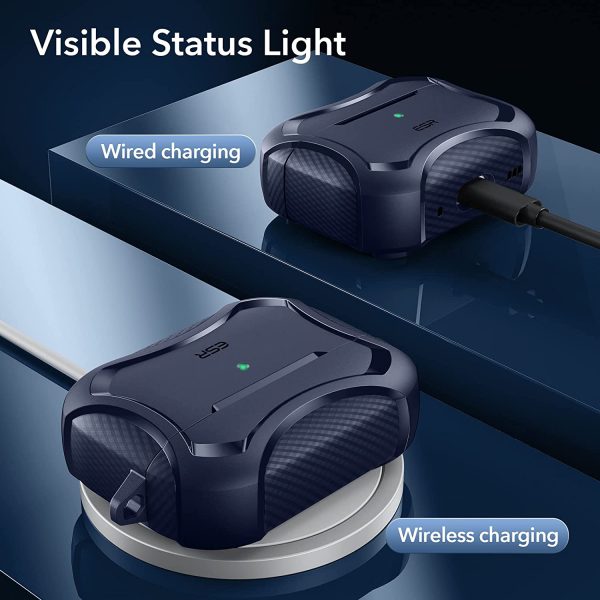 AirPods Pro 2022 / 2019 Case Cyber Armor Tough Case Magsafe compatible Magnetically Locking Lid by ESR -  Blue - Image 8