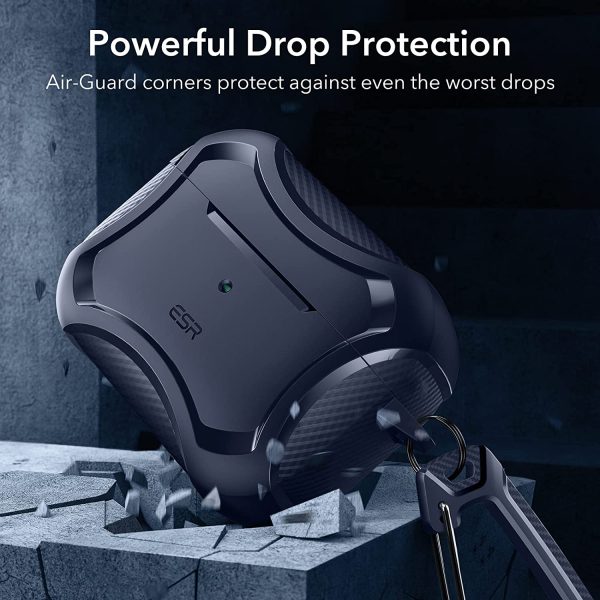 AirPods Pro 2022 / 2019 Case Cyber Armor Tough Case Magsafe compatible Magnetically Locking Lid by ESR -  Blue - Image 4