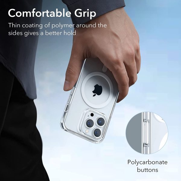 71H4hIR8eHL._AC_SL1500_ Apple iPhone 14 Pro Max Krystec Case with Halolock Ultra-Yellowing Resistant with Shockproof Military-Grade Protection and Polycarbonate Buttons - Clear - Image 4