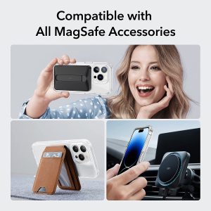 Apple iPhone 14 Pro Classic Hybrid Magnetic Case with HaloLock MagSafe enabled, Shockproof Military-Grade Protection, Scratch-Resistant Back - Clear - Image 5