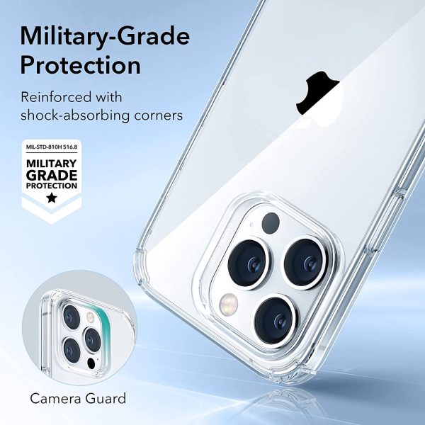 71QcyzSj4oL._AC_SL1500_ Apple iPhone 14 Pro Krystec Case Reduced Yellowing Resistant with Shockproof Military-Grade Protection and Polycarbonate Buttons - Clear - Image 5