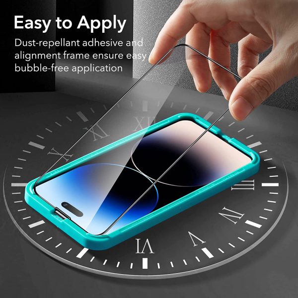 71YwEESuDLL._AC_SL1500_ Apple iPhone 14 Pro Armorite Super Tough Glass Protector 2 PACK with Easy Installation Frame by ESR - Image 4
