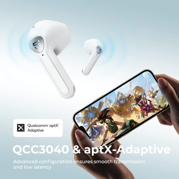 SoundPEATS True Air 3 Wireless Earbuds Mini Bluetooth V5.2 Earphones with Qualcomm QCC3040 and aptX-Adaptive, 4-Mic and CVC 8.0 Noise Cancellation, TrueWireless Mirroring Tech, in-Ear Detection, Game Mode - White - Image 6