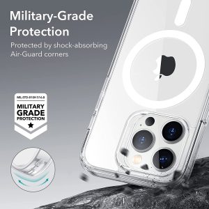 Apple iPhone 14 Pro Classic Hybrid Magnetic Case with HaloLock MagSafe enabled, Shockproof Military-Grade Protection, Scratch-Resistant Back - Clear - Image 4