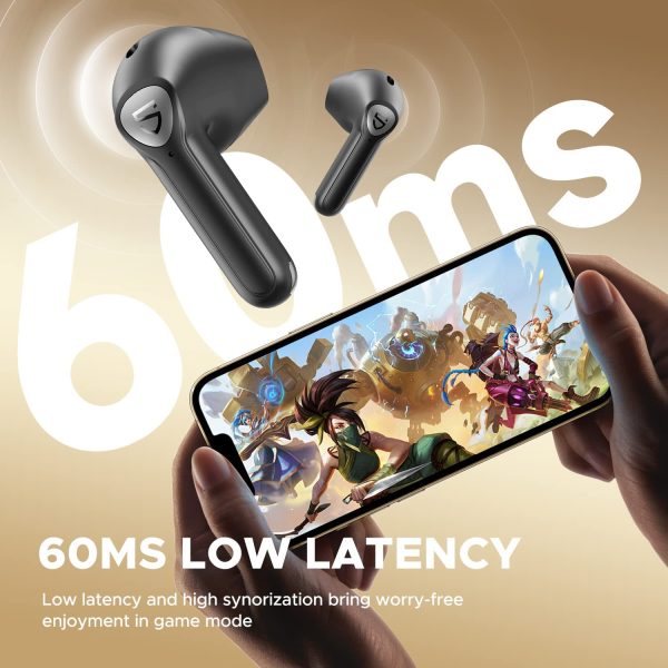 SoundPEATS Air3 Deluxe Wireless Earbuds Bluetooth 5.2 Earphones with QCC3040 aptX-Adaptive, TrueWireless Mirroring, 4 Microphones and CVC 8.0 for Clear Calls, 14.2mm Driver, Total 22Hrs, App Support - Black - BB - Image 6