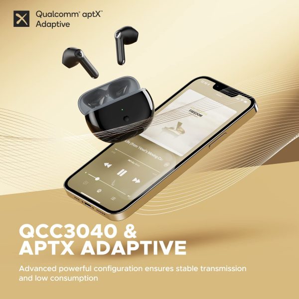 SoundPEATS Air3 Deluxe Wireless Earbuds Bluetooth 5.2 Earphones with QCC3040 aptX-Adaptive, TrueWireless Mirroring, 4 Microphones and CVC 8.0 for Clear Calls, 14.2mm Driver, Total 22Hrs, App Support - Black - BB - Image 7