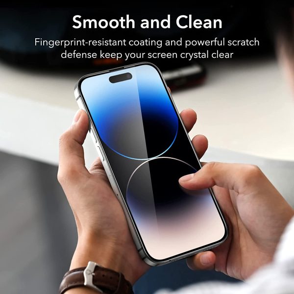 71zu3o2aiXL._AC_SL1500_ Apple iPhone 14 Pro Armorite Super Tough Glass Protector 2 PACK with Easy Installation Frame by ESR - Image 6