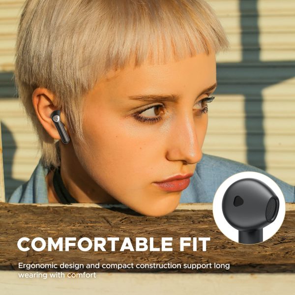 SoundPEATS Air3 Deluxe Wireless Earbuds Bluetooth 5.2 Earphones with QCC3040 aptX-Adaptive, TrueWireless Mirroring, 4 Microphones and CVC 8.0 for Clear Calls, 14.2mm Driver, Total 22Hrs, App Support - Black - BB - Image 8