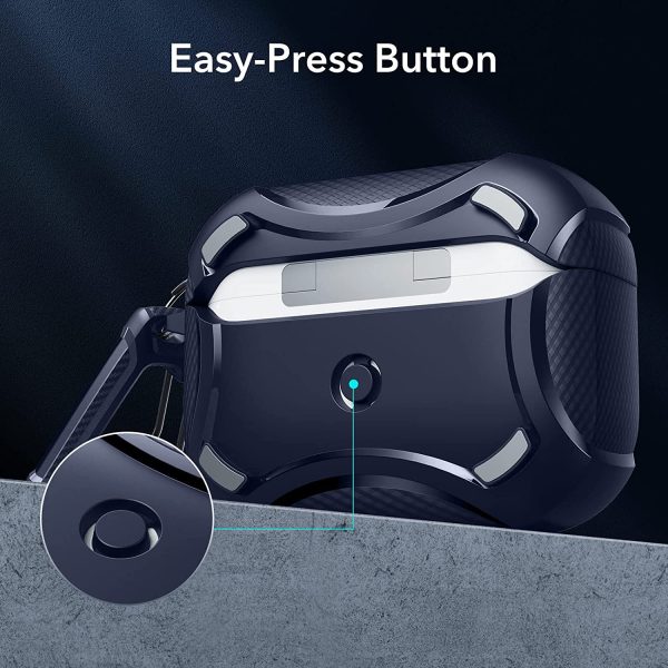 AirPods Pro 2022 / 2019 Case Cyber Armor Tough Case Magsafe compatible Magnetically Locking Lid by ESR -  Blue - Image 7