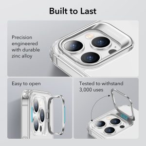 Apple iPhone 14 Pro Classic Kickstand Case Stand, Military-Grade Protection & Built-in Camera Ring Stand - Clear - Image 4