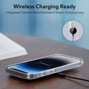 Apple iPhone 14 Pro Classic Kickstand Case Stand, Military-Grade Protection & Built-in Camera Ring Stand - Clear - Image 7
