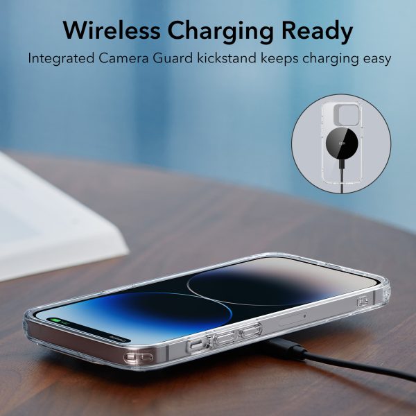 Apple iPhone 14 Pro Classic Kickstand Case Stand, Military-Grade Protection & Built-in Camera Ring Stand - Clear - Image 7