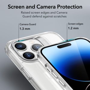 Apple iPhone 14 Pro Classic Kickstand Case Stand, Military-Grade Protection & Built-in Camera Ring Stand - Clear - Image 8