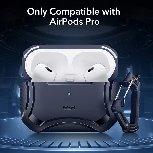 AirPods Pro 2022 / 2019 Case Cyber Armor Tough Case Magsafe compatible Magnetically Locking Lid by ESR -  Blue - Image 9
