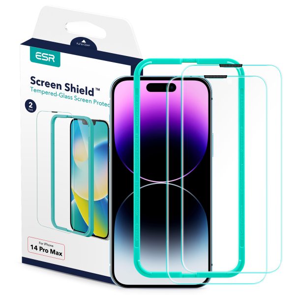 Apple iPhone 14 Pro Max Screen Shield Glass Protector 2 PACK with Easy Installation Frame by ESR - BIS - Image 1