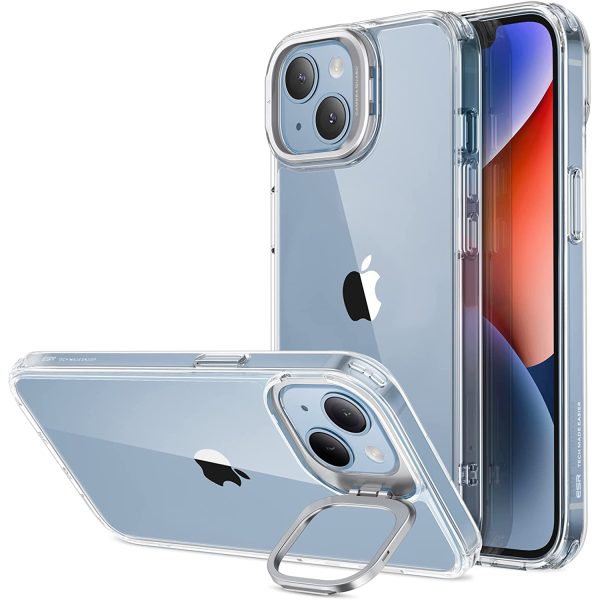 Apple iPhone 14 Plus Classic Kickstand Case Stand, Military-Grade Protection & Built-in Camera Ring Stand - Clear - Image 1