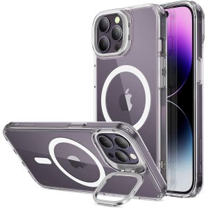 Apple iPhone 14 Pro Classic Kickstand Case with Halolock MagSafe-Compatible Case with Stand, Military-Grade Protection & Built-in Camera Ring Stand - Clear