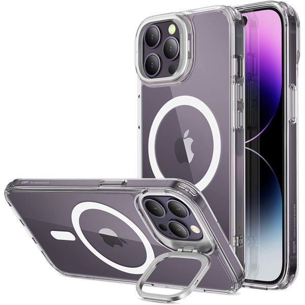 Apple iPhone 14 Pro Classic Kickstand Case with Halolock MagSafe-Compatible Case with Stand, Military-Grade Protection & Built-in Camera Ring Stand - Clear - Image 1