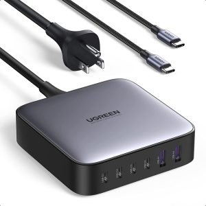 UGREEN Nexode 200W USB C Desktop Charger, 6 Ports GaN PD Fast Charger with 3FT USB C to C Charging Cable Compatible with MacBook Pro/Air, iPad Pro/Mini, iPhone 13/13 Pro Max, Galaxy, Pixel, and More - Black - 40913