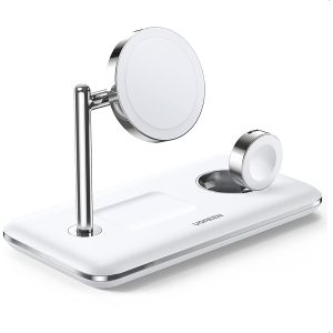 UGREEN 3-in-1 MagSafe Wireless Charging Station, MFi-Certified 15W Fast Charging for iPhone 13/12 MagSafe Series, Wireless Charger Compatible with Apple Watch 7/6/5/4/3/2/1/SE, AirPods Pro/3/2 - White - 90326